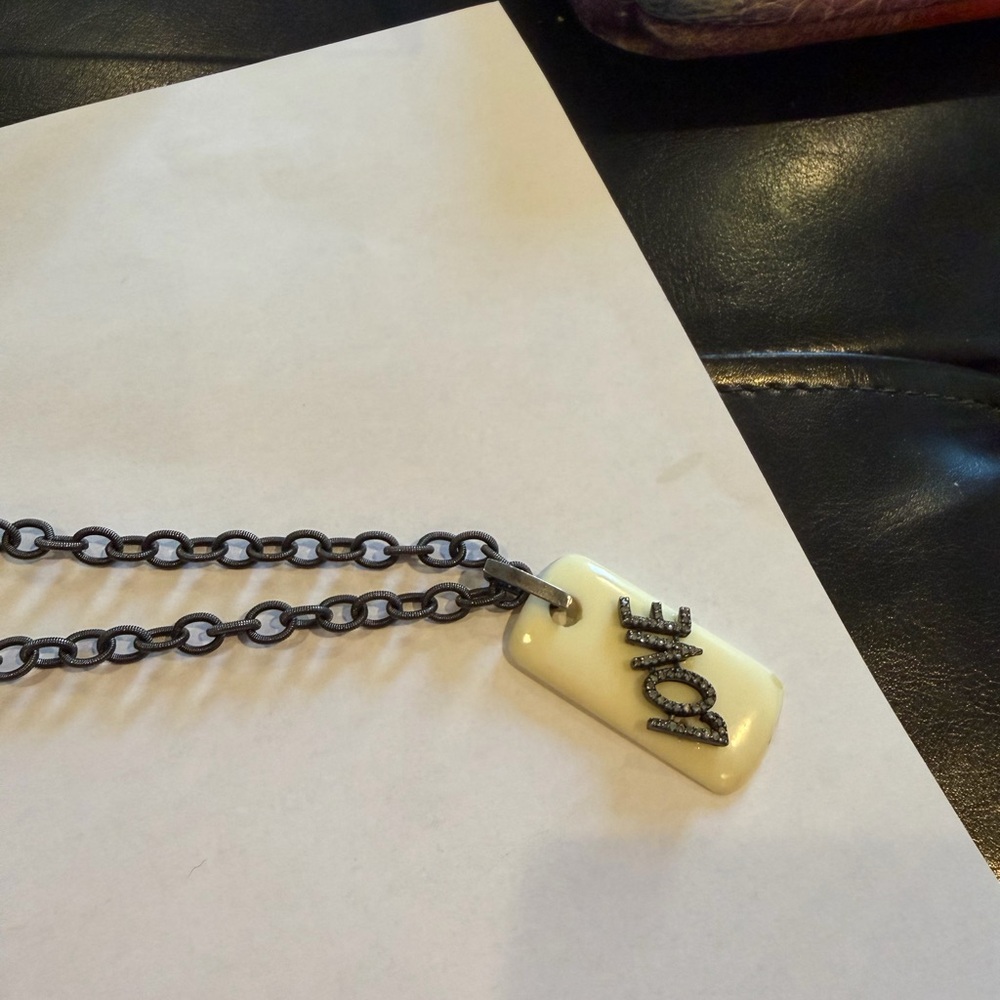 Love Pendant Necklace with Black Chain